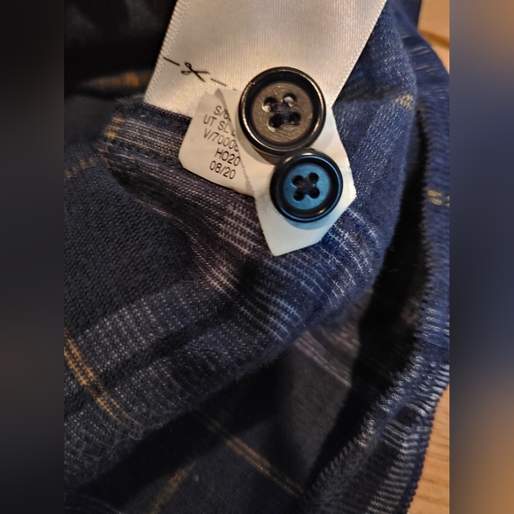 Banana Republic Mens Untucked Slim Fit Blue/Gold/White Iridescent Flannel Size L - Picture 6 of 8